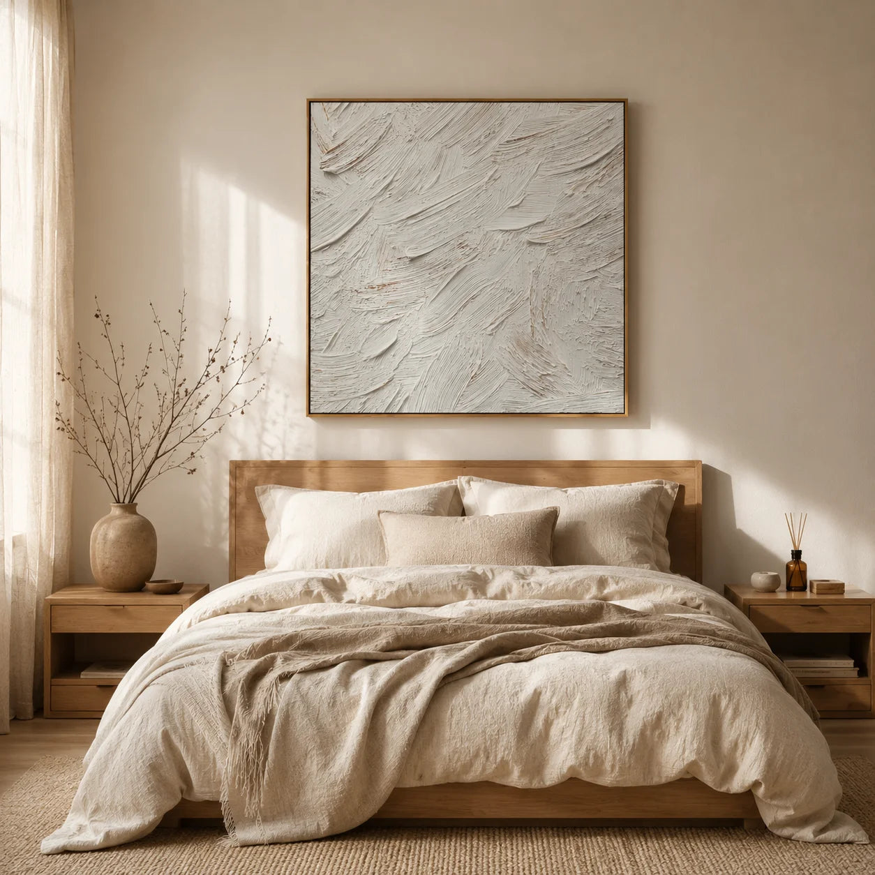 Minimalist White Textured Abstract Painting – Modern Neutral Wall Art#OA 0908