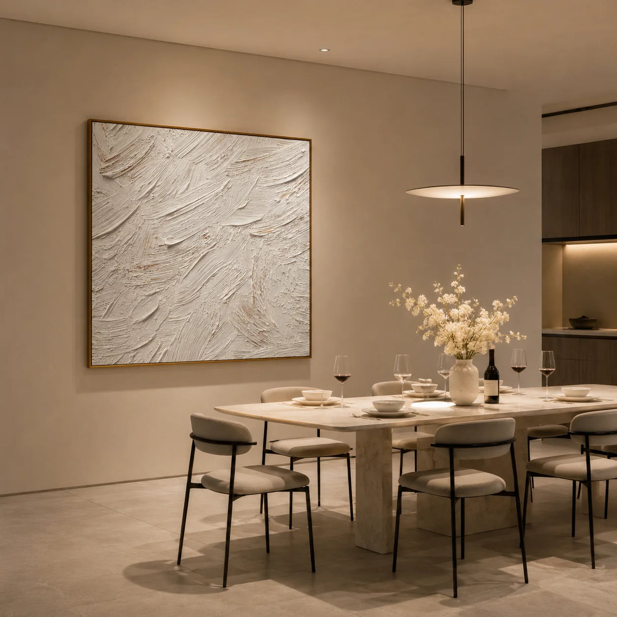 Minimalist White Textured Abstract Painting – Modern Neutral Wall Art#OA 0908