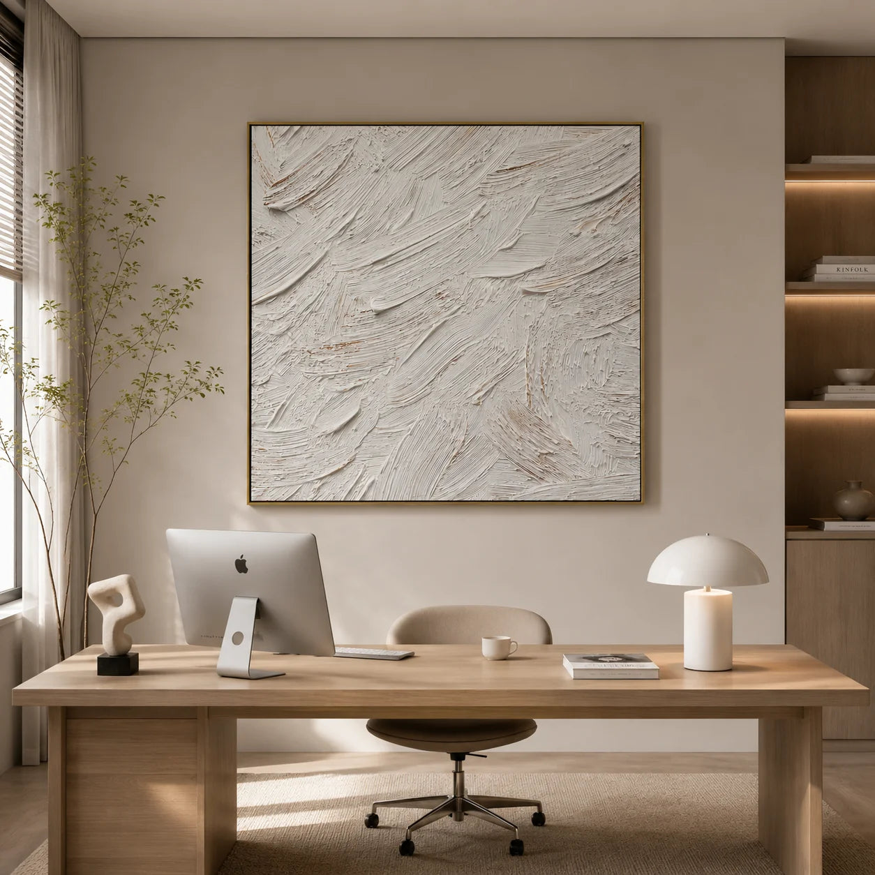 Minimalist White Textured Abstract Painting – Modern Neutral Wall Art#OA 0908