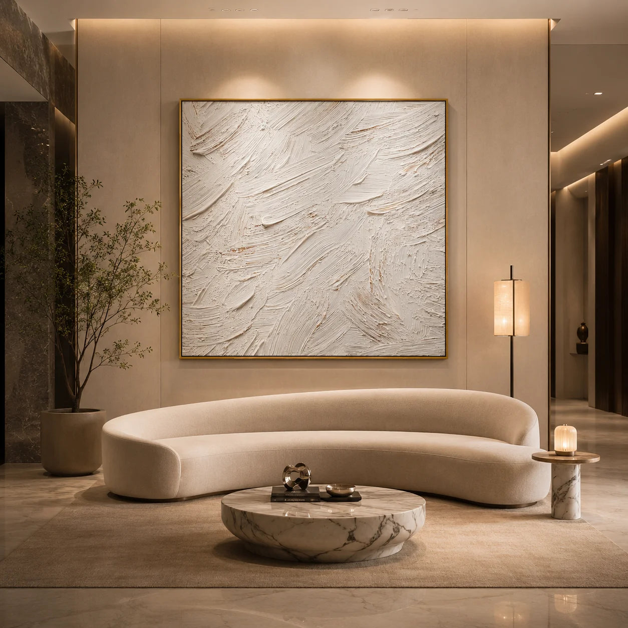Minimalist White Textured Abstract Painting – Modern Neutral Wall Art#OA 0908