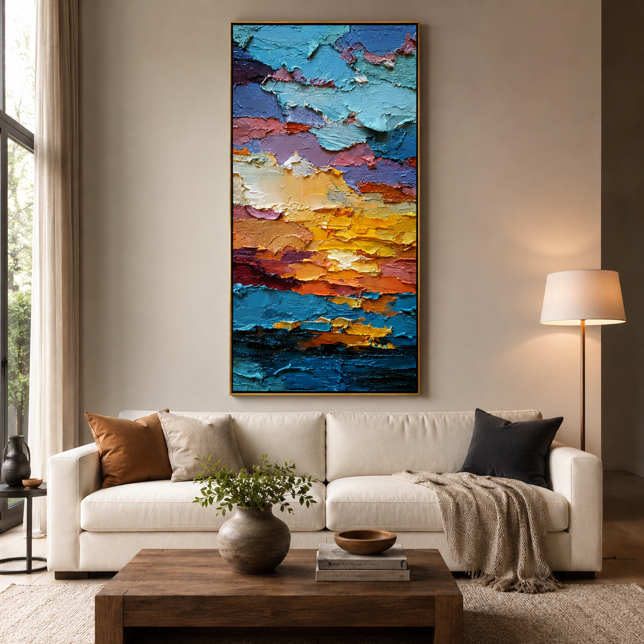 Colorful Textured Abstract Oil Painting – Modern Impasto Wall Art#OA 0903