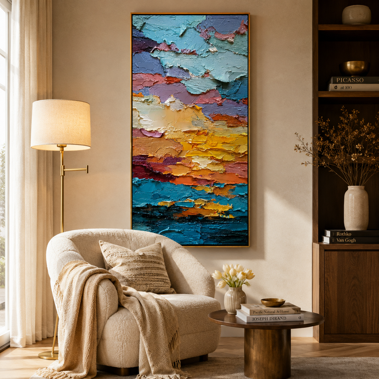 Colorful Textured Abstract Oil Painting – Modern Impasto Wall Art#OA 0903