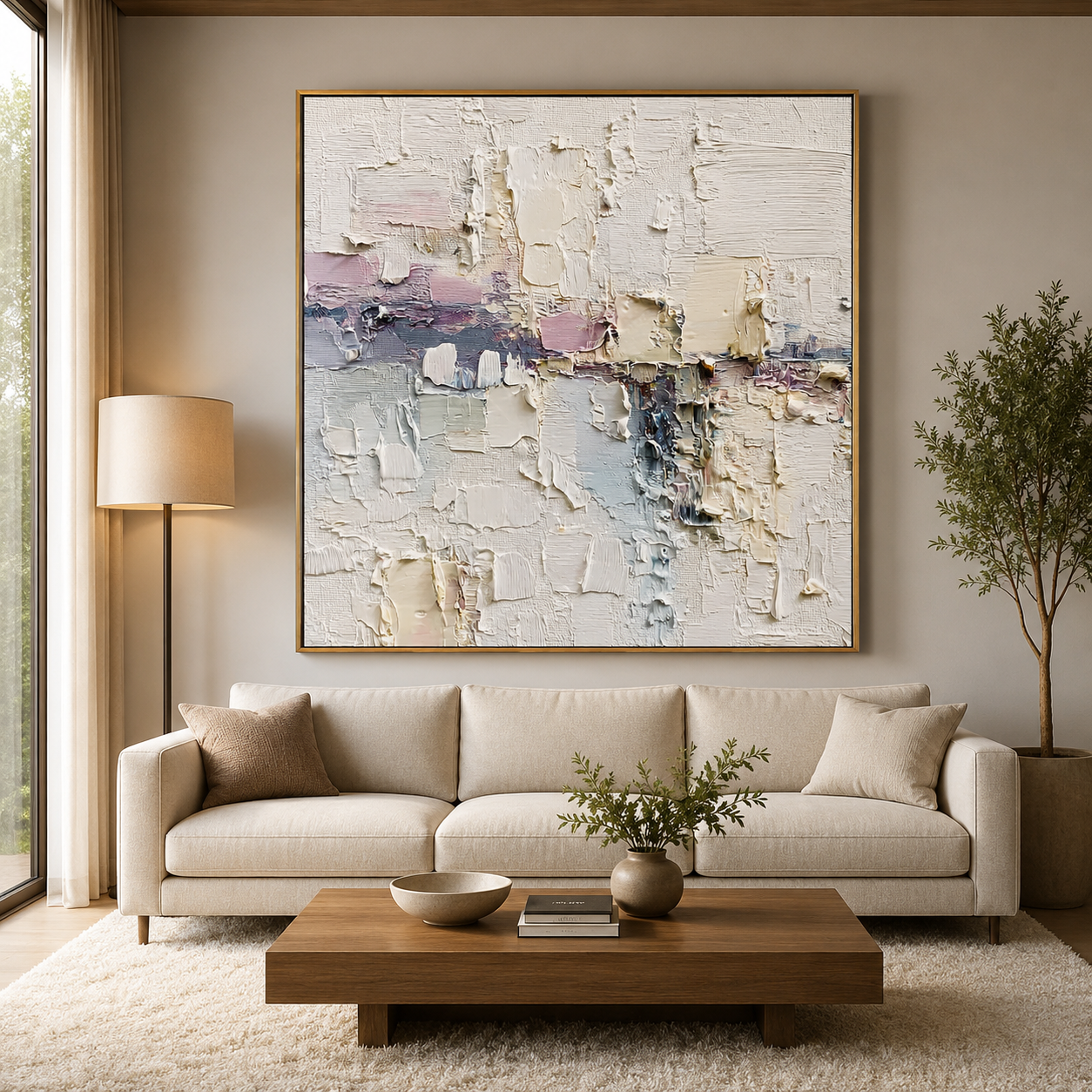 Minimalist Textured Abstract Oil Painting – Neutral Modern Wall Art#OA 0901