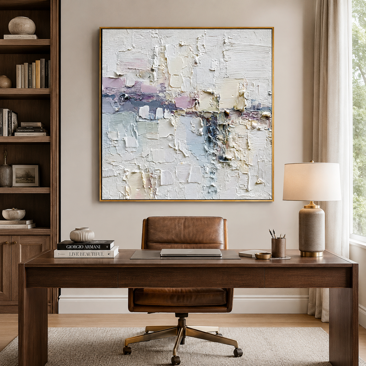 Minimalist Textured Abstract Oil Painting – Neutral Modern Wall Art#OA 0901