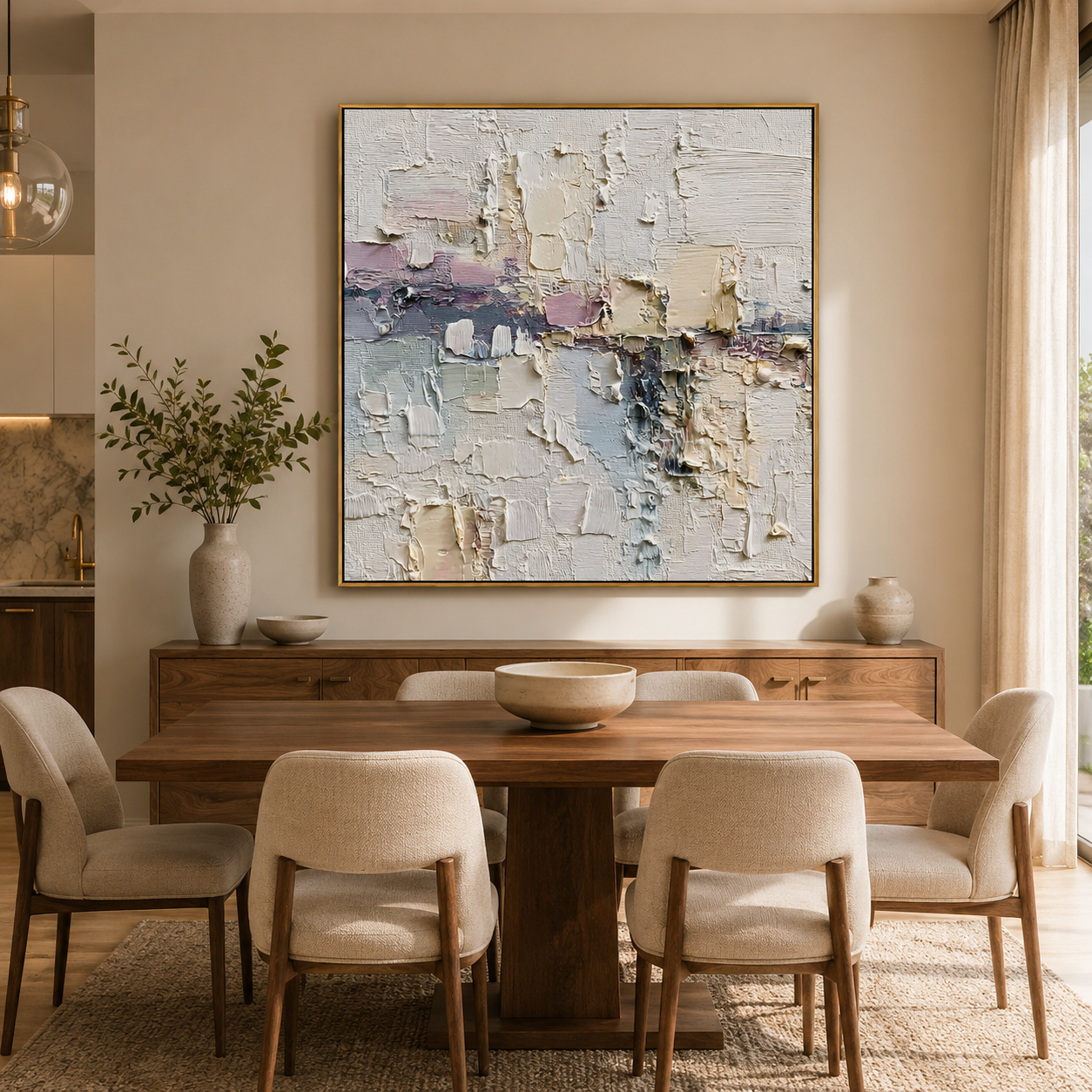 Minimalist Textured Abstract Oil Painting – Neutral Modern Wall Art#OA 0901