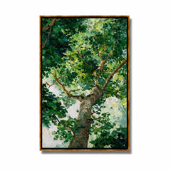 Green Tree Canopy Hand-Painted Oil Painting, Textured Forest Wall Art for Modern Nature Home Decor#OA 0974