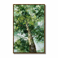 Green Tree Canopy Hand-Painted Oil Painting, Textured Botanical Wall Art for Modern Home Decor#OA 0973