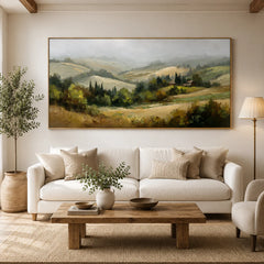Tuscan Countryside Landscape Oil Painting – Rustic Rolling Hills Wall Art#OA 0894