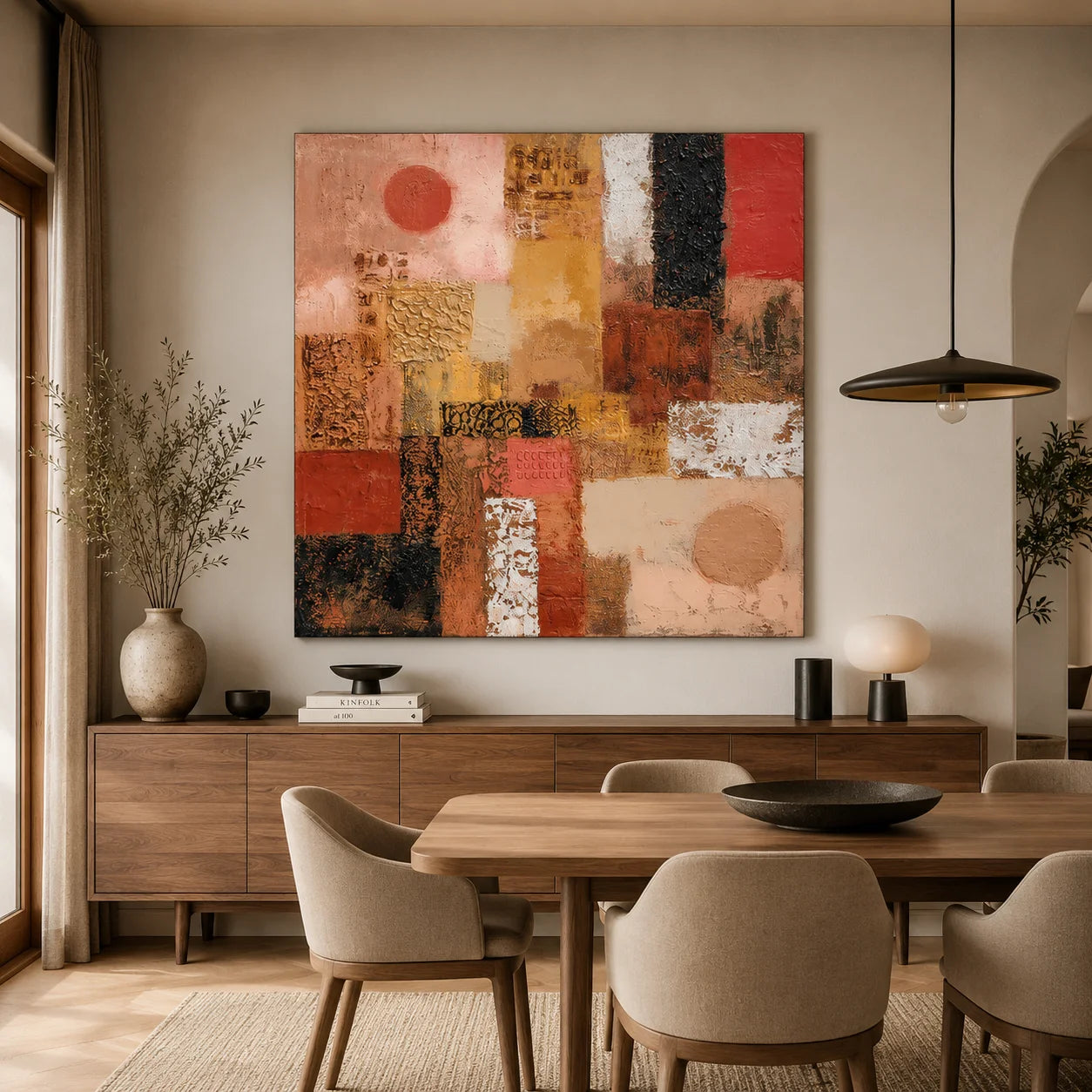 Abstract Terracotta Texture Painting – Modern Earth Tone Canvas Wall Art#OA 0892