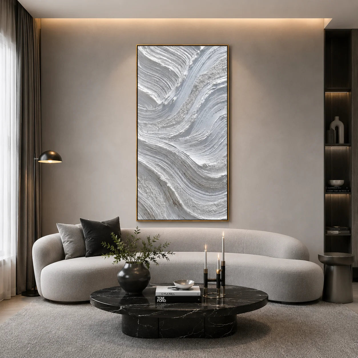 Minimalist Textured Abstract Wave Painting – Modern Neutral Wall Art#OA 0907