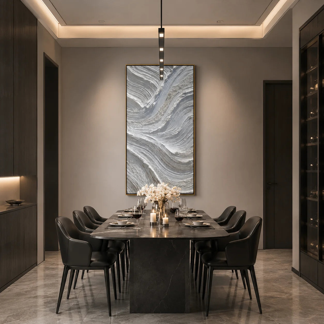 Minimalist Textured Abstract Wave Painting – Modern Neutral Wall Art#OA 0907