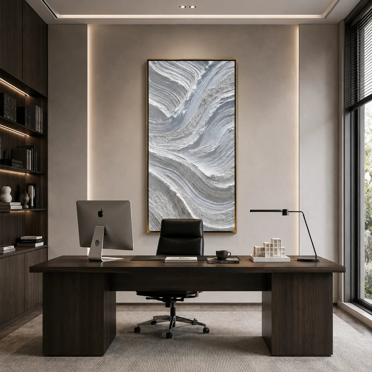 Minimalist Textured Abstract Wave Painting – Modern Neutral Wall Art#OA 0907