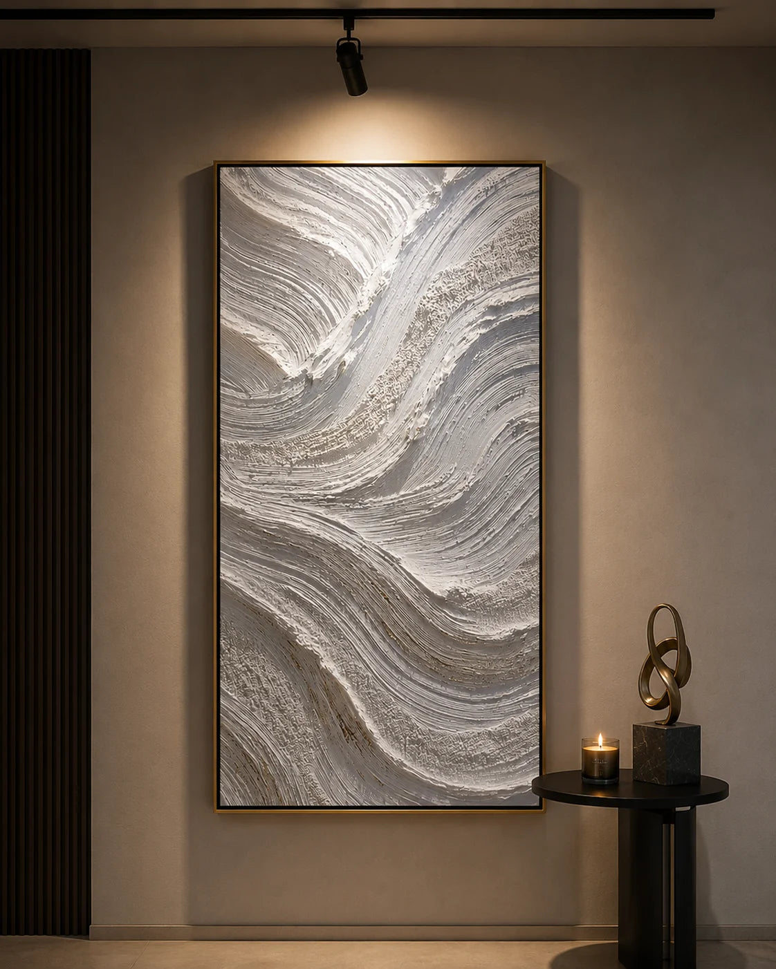 Minimalist Textured Abstract Wave Painting – Modern Neutral Wall Art#OA 0907