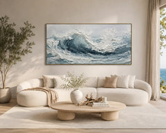 Textured Ocean Wave Oil Painting – Modern Coastal Wall Art#OA 0905