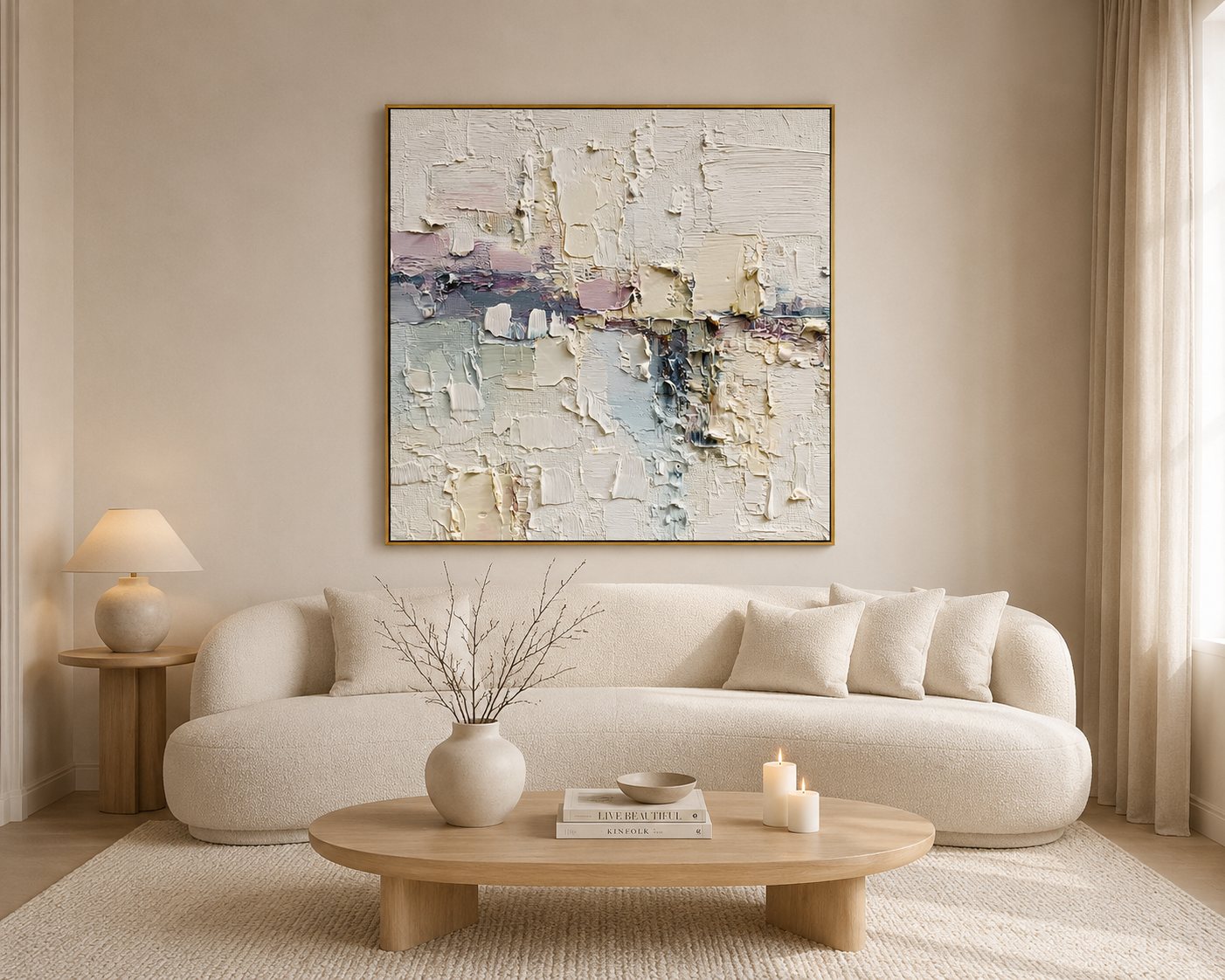 Minimalist Textured Abstract Oil Painting – Neutral Modern Wall Art#OA 0901