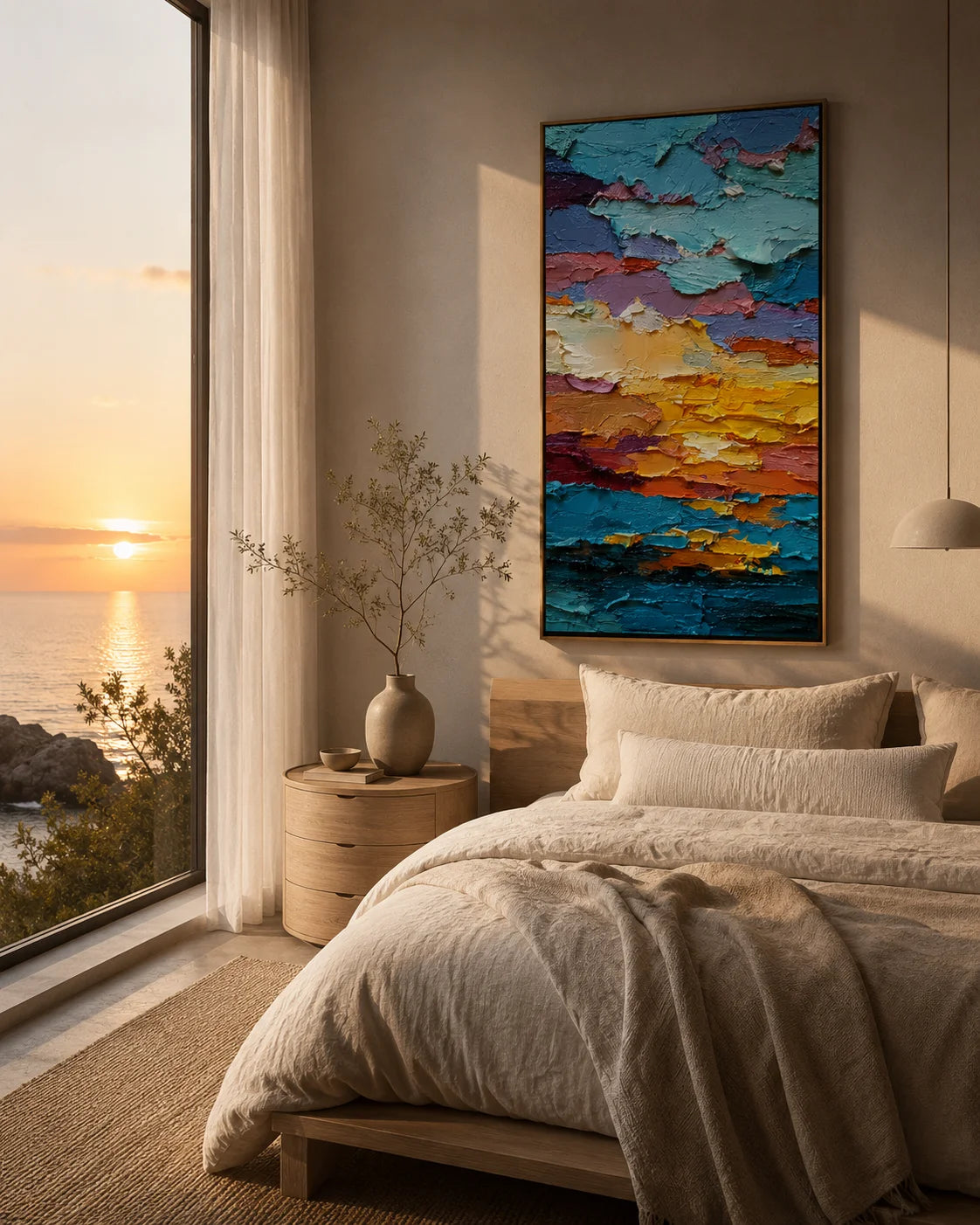 Colorful Textured Abstract Oil Painting – Modern Impasto Wall Art#OA 0903