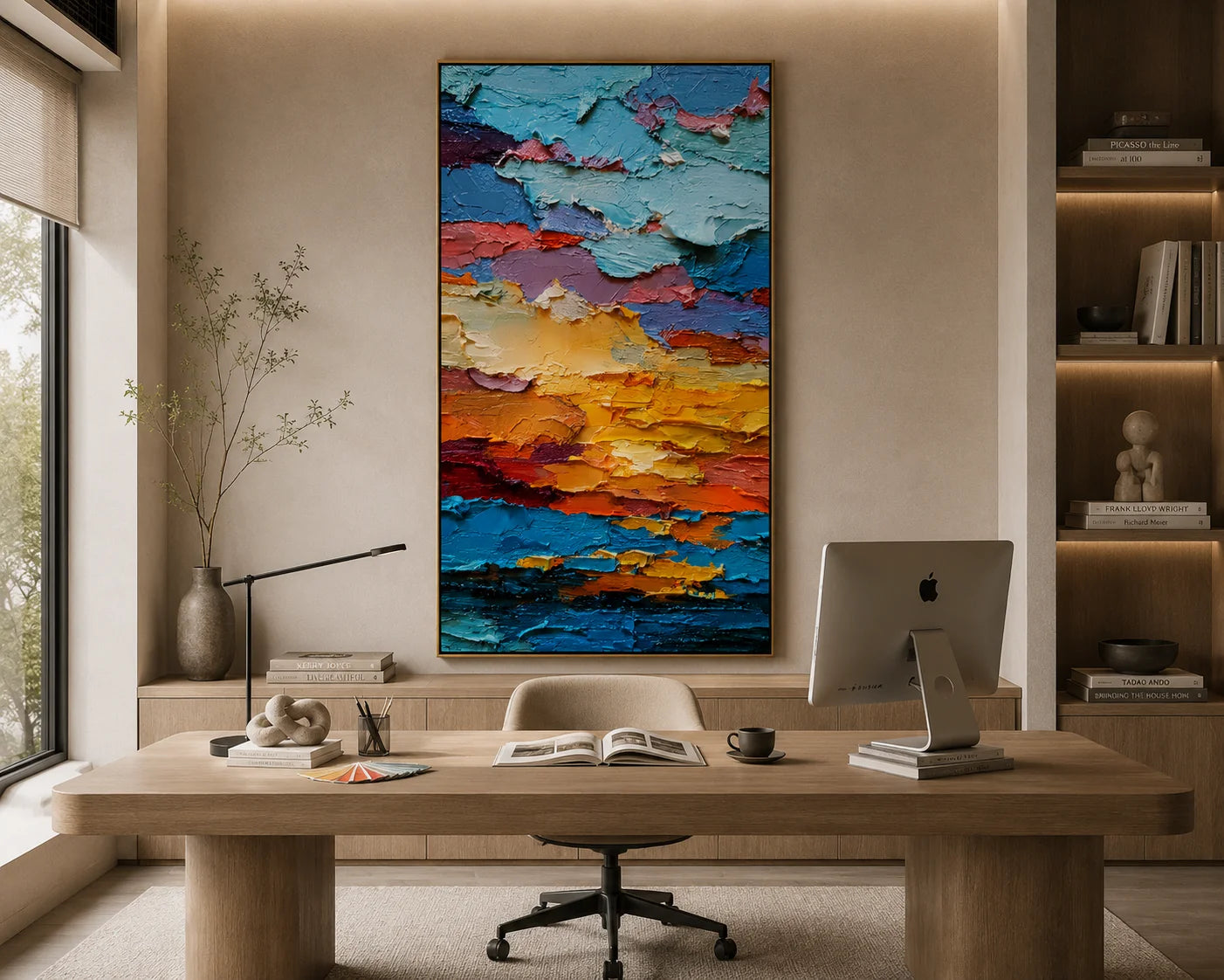 Colorful Textured Abstract Oil Painting – Modern Impasto Wall Art#OA 0903