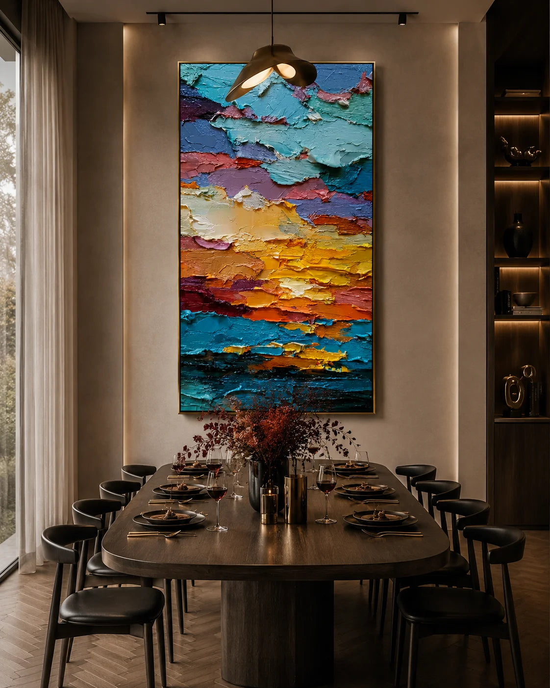 Colorful Textured Abstract Oil Painting – Modern Impasto Wall Art#OA 0903