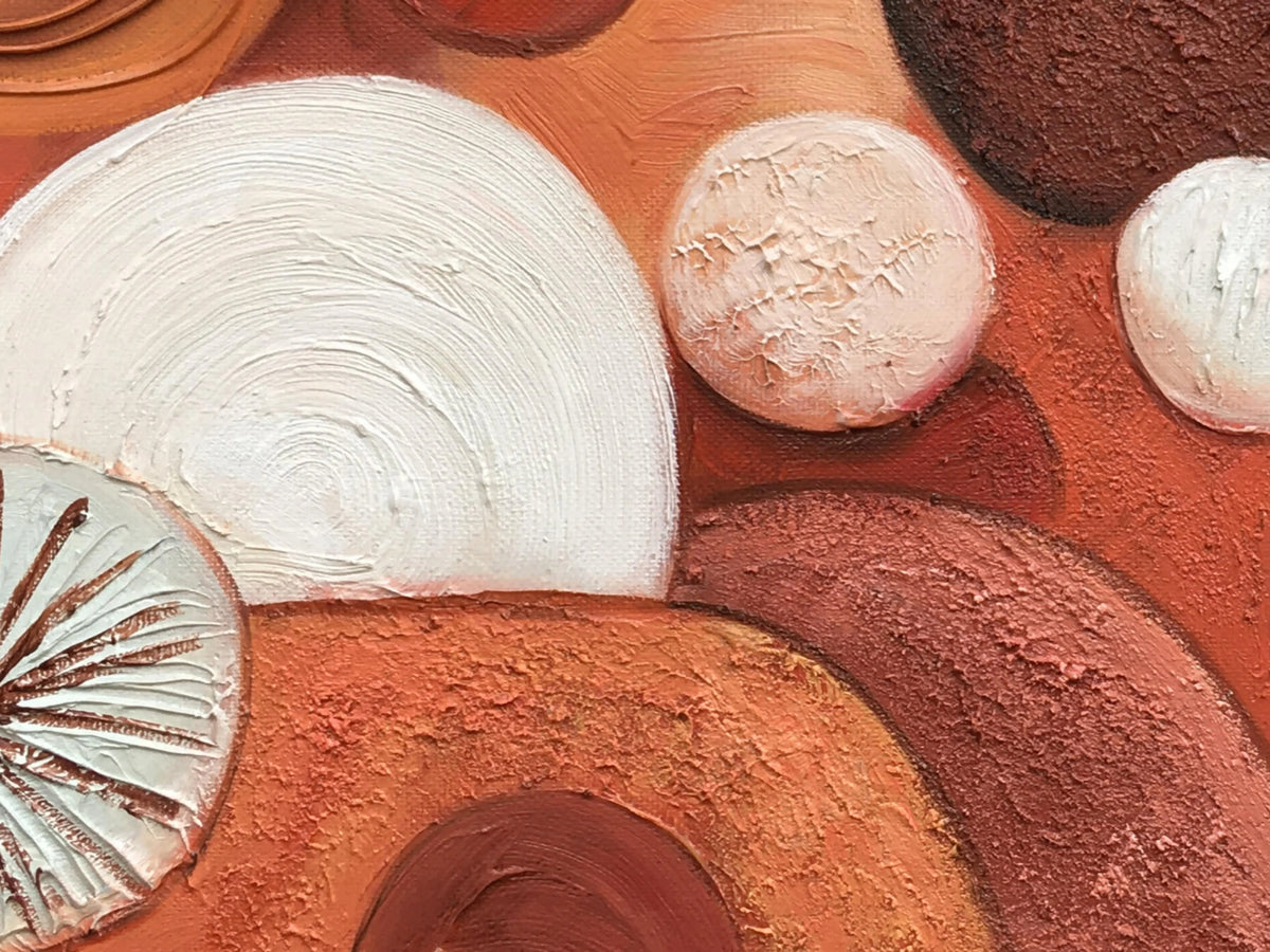 Large Abstract Circle Canvas Wall Art – Boho Earth Tone Textured Painting for Modern Living Room Decor