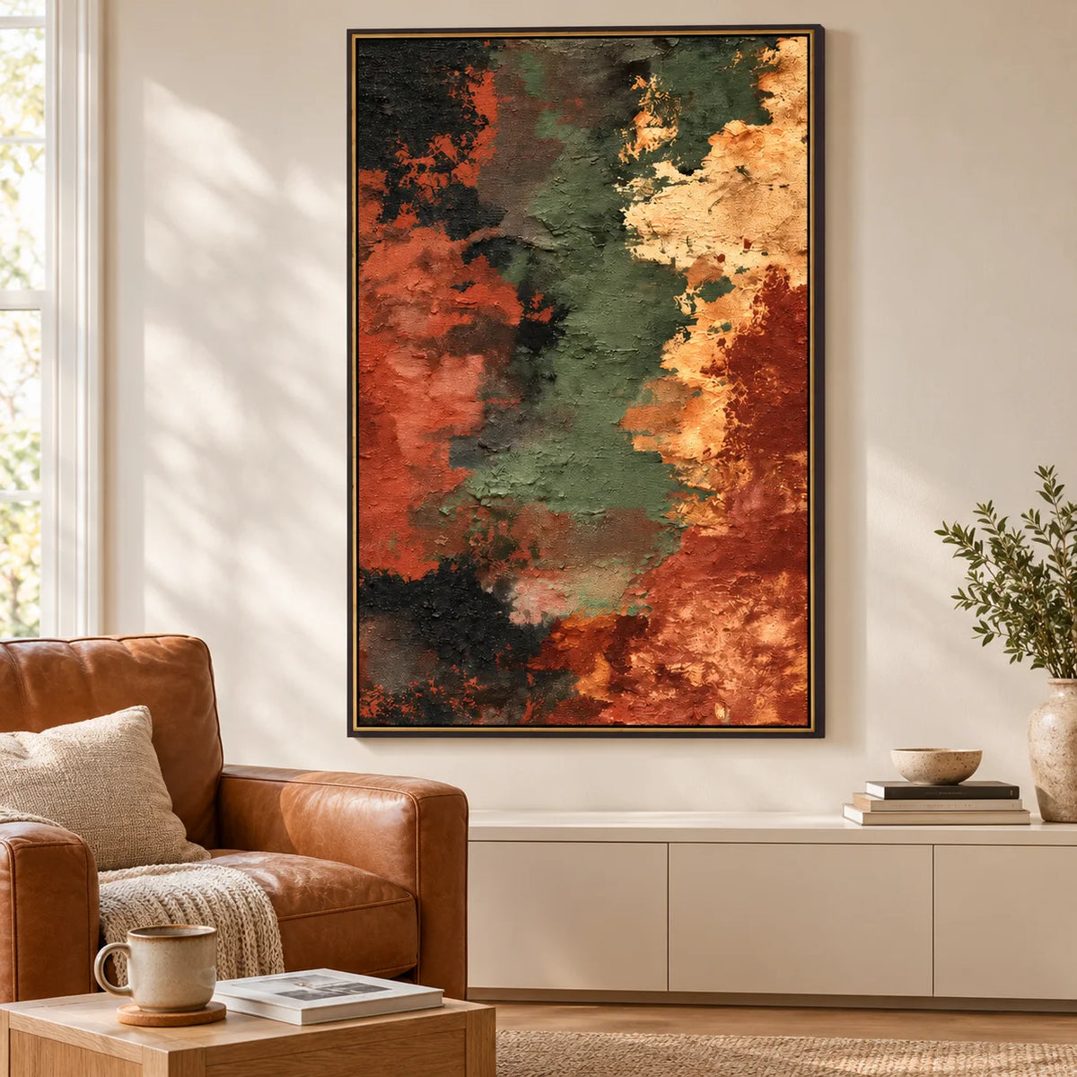 Large Modern Textured Abstract Wall Art – Earth Tone Contemporary Canvas Painting