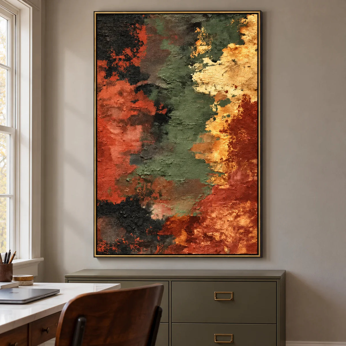 Large Modern Textured Abstract Wall Art – Earth Tone Contemporary Canvas Painting