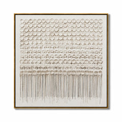 Hand-Painted White Textured Abstract Oil Painting, 3D Circle Wall Art for Minimalist Luxury Home Decor #OA 0924