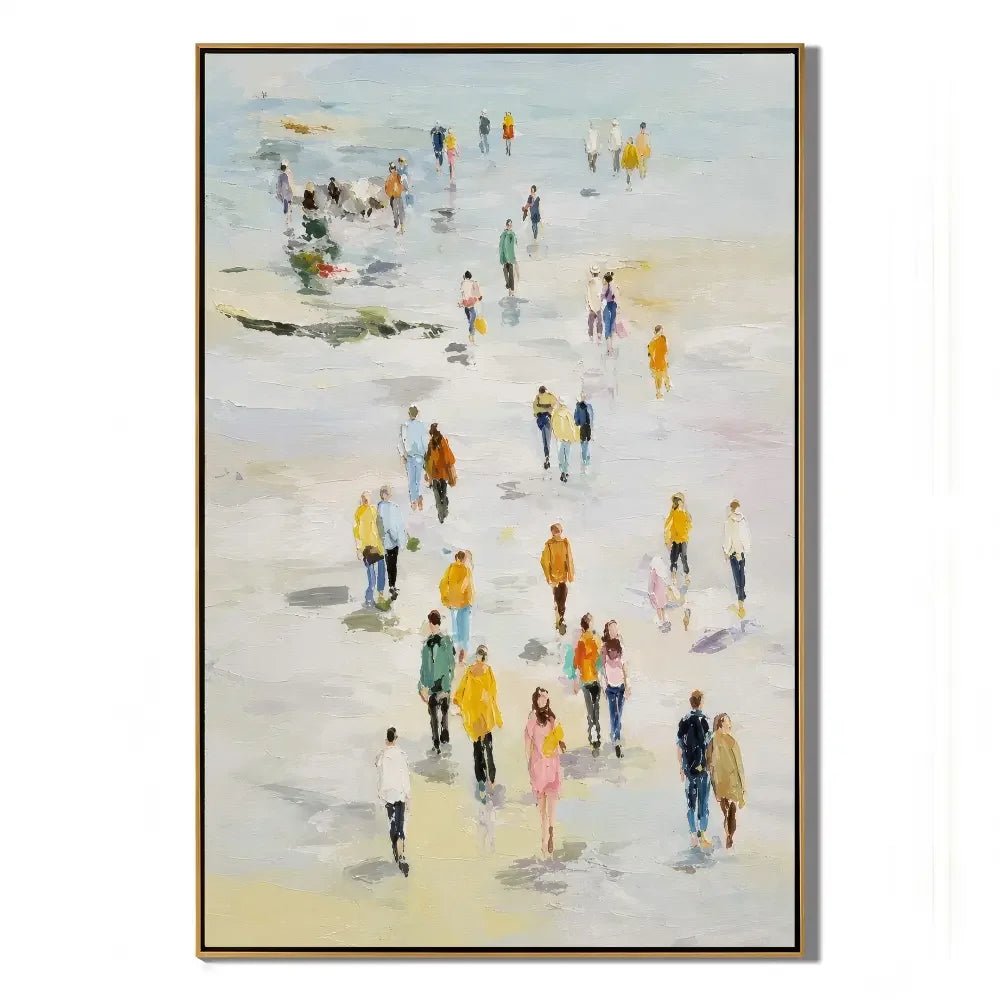 Large Abstract People Walking Wall Art – Modern Figurative Canvas Painting for Living Room Decor