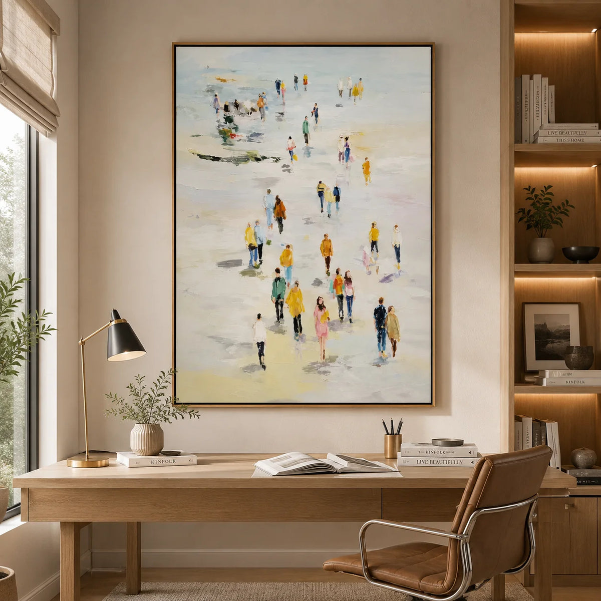 Large Abstract People Walking Wall Art – Modern Figurative Canvas Painting for Living Room Decor