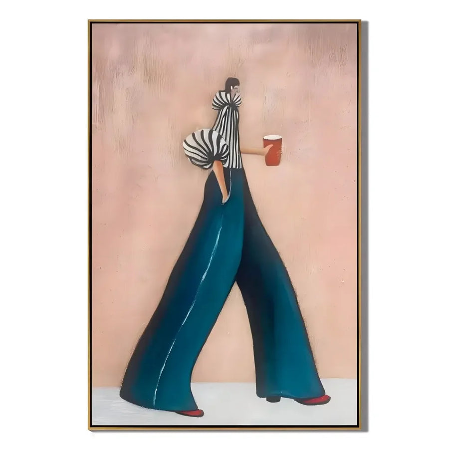 Modern Fashion Figure Wall Art – Minimalist Stylish Woman Canvas Painting for Contemporary Home Decor # OA 0697