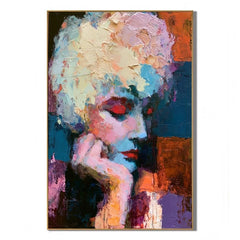 Abstract Woman Portrait Hand-Painted Oil Painting, Colorful Modern Figurative Wall Art # OA 1040