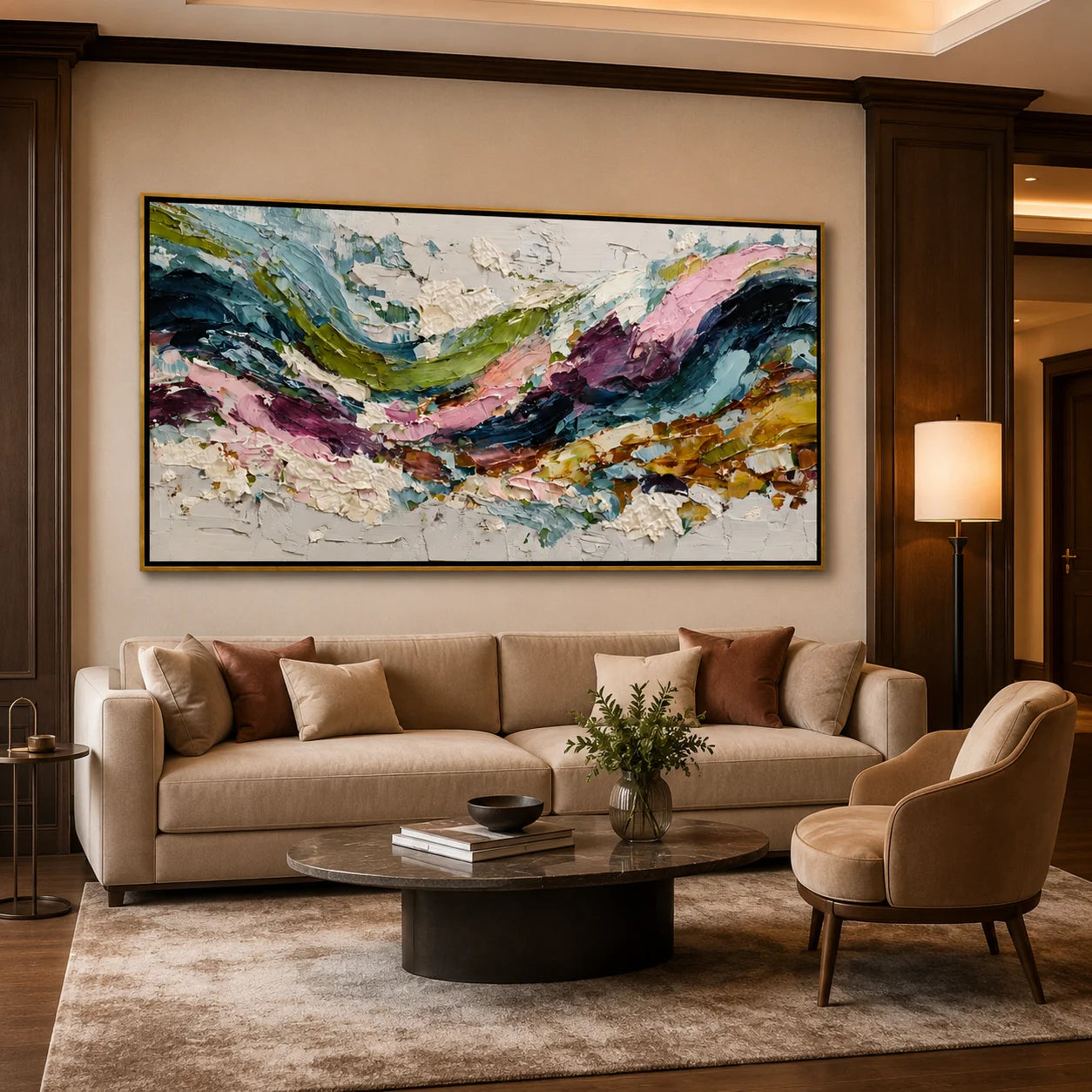 Hand-Painted Abstract Oil Painting, Large Textured Colorful Wall Art for Modern Home Decor
