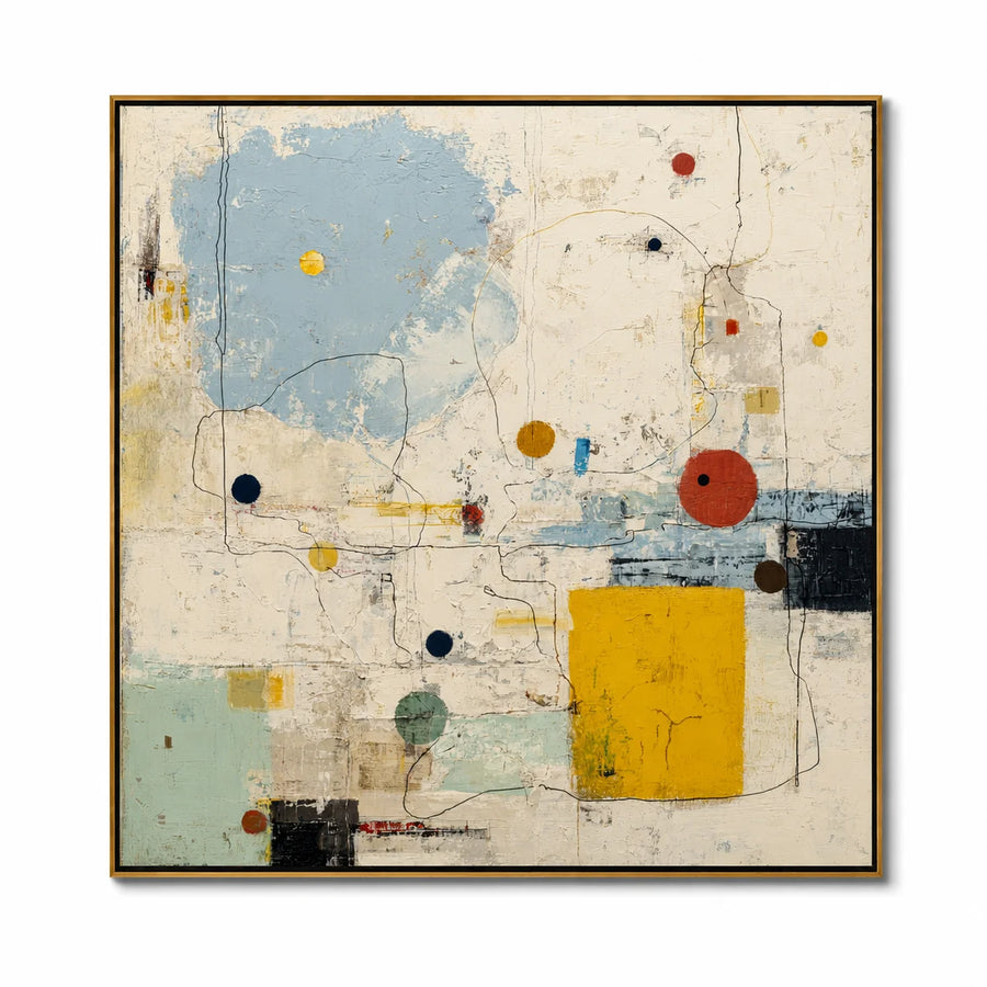 Hand-Painted Modern Abstract Oil Painting, Colorful Geometric Canvas Wall Art for Contemporary Home Decor #OA 0922
