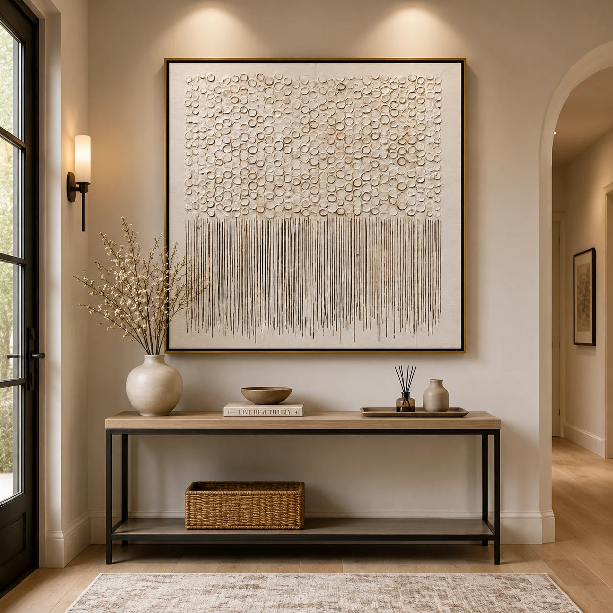 Hand-Painted White Textured Abstract Oil Painting, Minimalist 3D Wall Art for Modern Luxury Home Decor #OA 0923