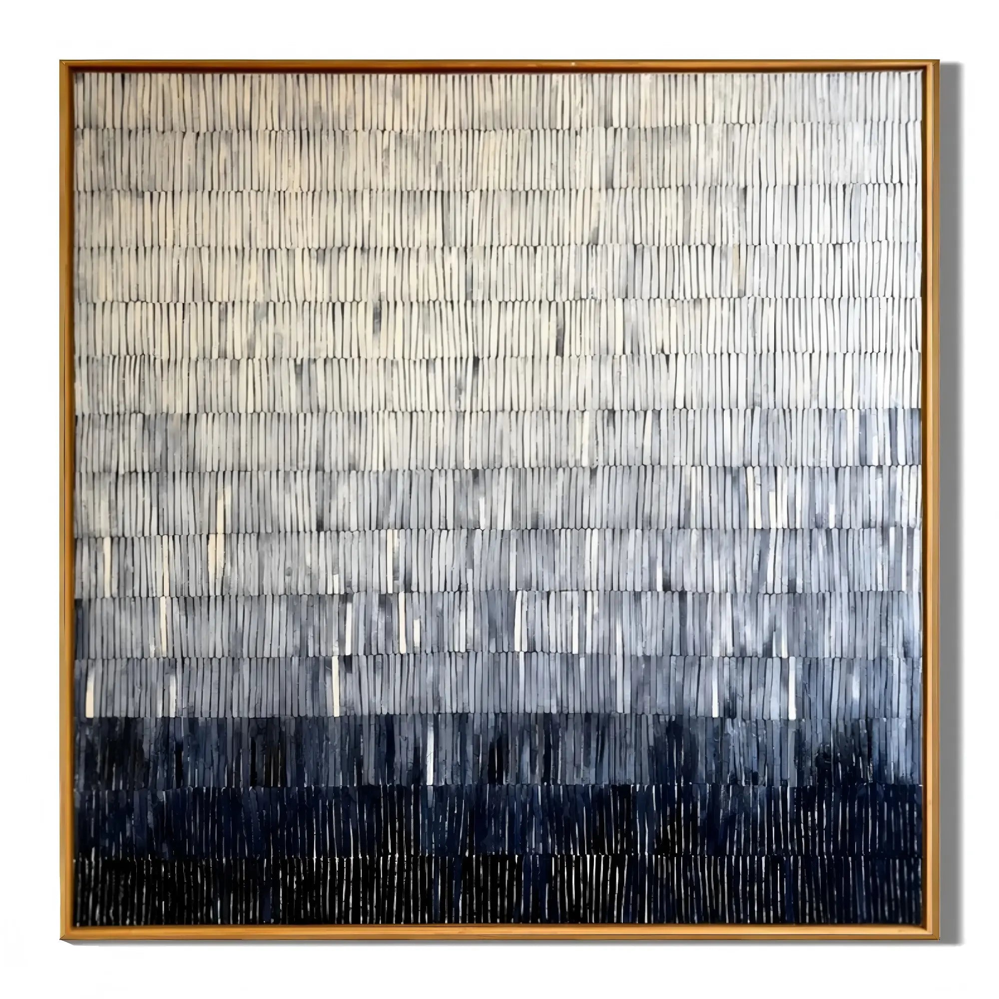 100% Hand-Painted Modern Abstract Black & White Gradient Oil Painting | Minimalist Linear Textured Wall Art | Original Monochrome Geometric Impasto Canvas by Ownanart # OA 1176