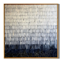 100% Hand-Painted Modern Abstract Black & White Gradient Oil Painting | Minimalist Linear Textured Wall Art | Original Monochrome Geometric Impasto Canvas by Ownanart # OA 1176