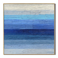 100% Hand-Painted Modern Abstract Seascape Oil Painting | Blue Minimalist Textured Wall Art | Original Coastal Landscape Impasto Canvas by Ownanart # OA 1163