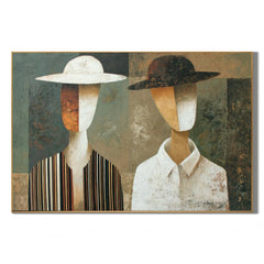 Abstract Couple Portrait Hand-Painted Oil Painting, Minimalist Modern Figurative Wall Art # OA 1042