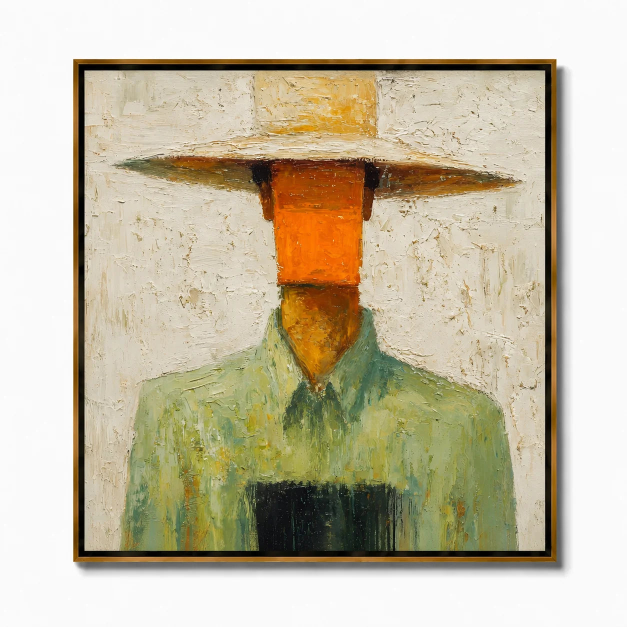 Abstract Cowboy Portrait Hand-Painted Oil Painting, Textured Western Wall Art for Modern Rustic Home Decor#OA0965