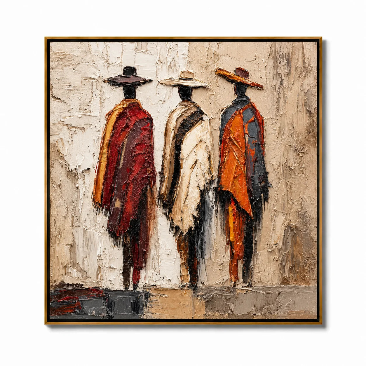 Abstract Figurative Hand-Painted Oil Painting, Textured Three Women Canvas Wall Art for Modern Luxury Home Decor #OA0952