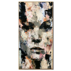 Abstract Portrait Hand-Painted Oil Painting | Modern Textured Face Wall Art # OA 1030