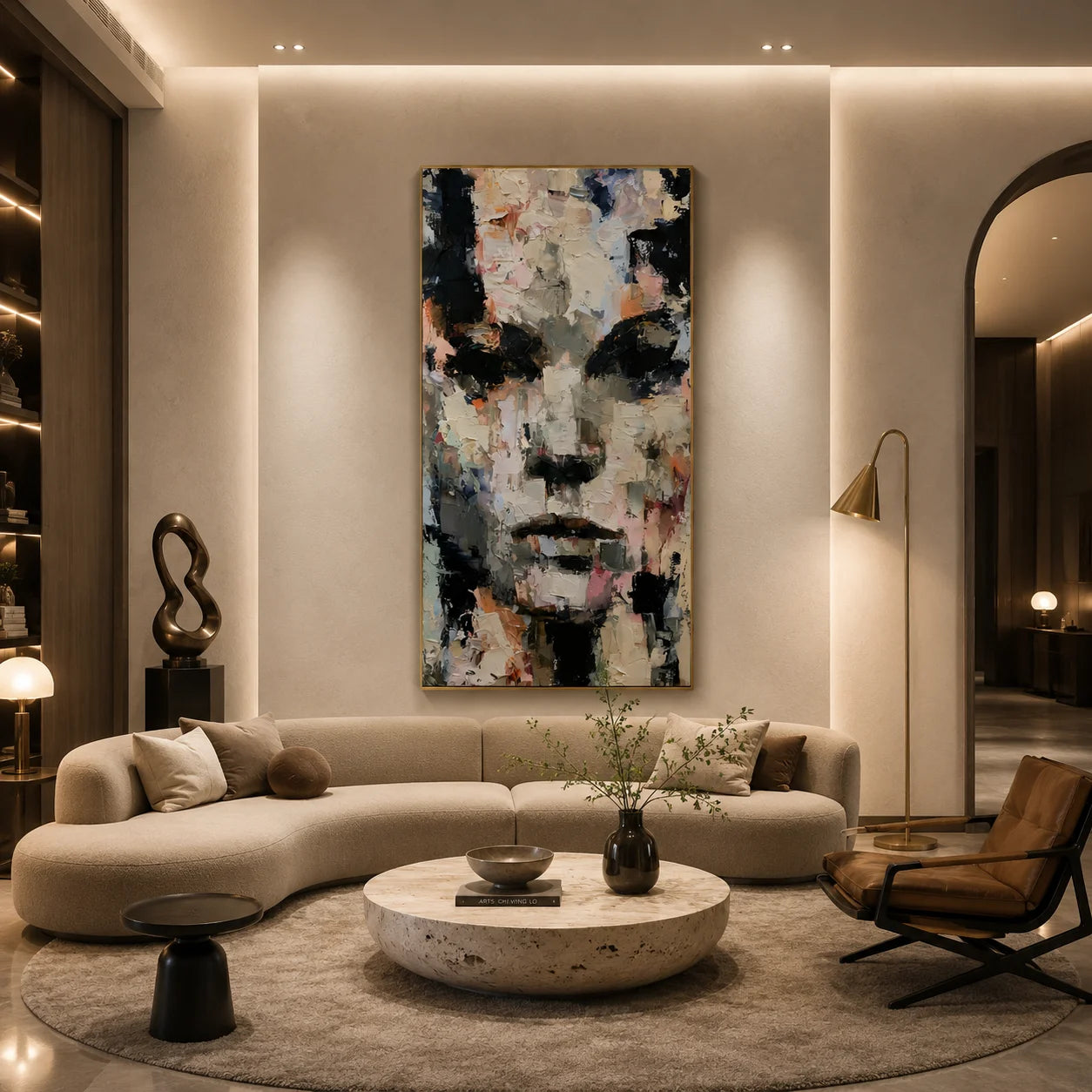 Abstract Portrait Hand-Painted Oil Painting | Modern Textured Face Wall Art # OA 1030