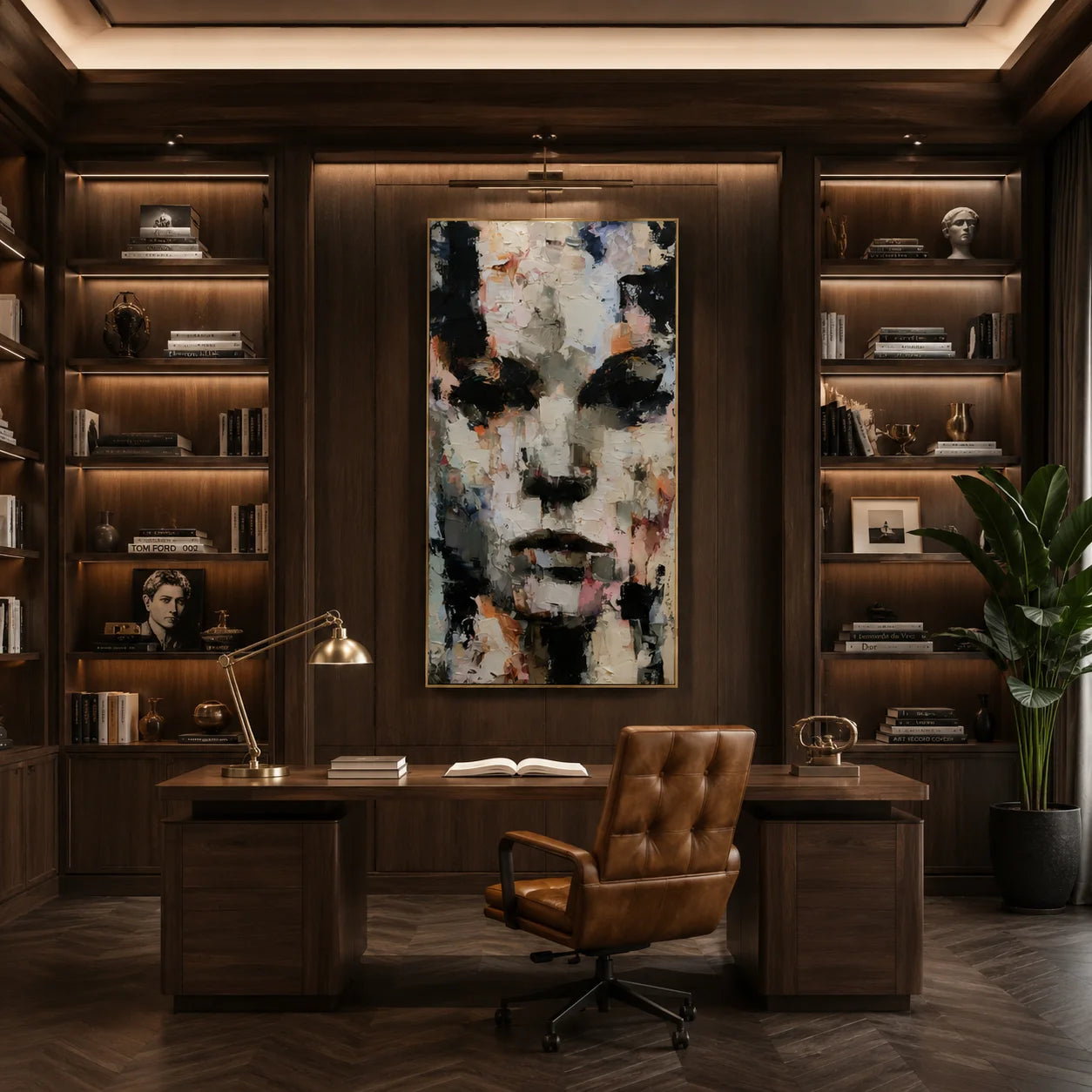 Abstract Portrait Hand-Painted Oil Painting | Modern Textured Face Wall Art # OA 1030