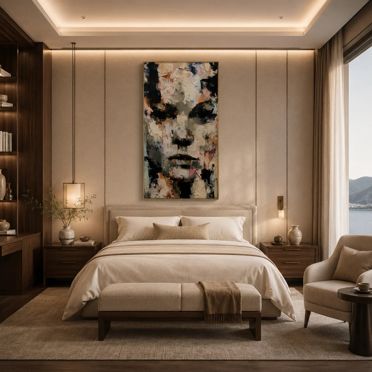 Abstract Portrait Hand-Painted Oil Painting | Modern Textured Face Wall Art # OA 1030