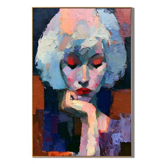 Abstract Woman Portrait Hand-Painted Oil Painting, Modern Colorful Figurative Wall Art # OA 1041