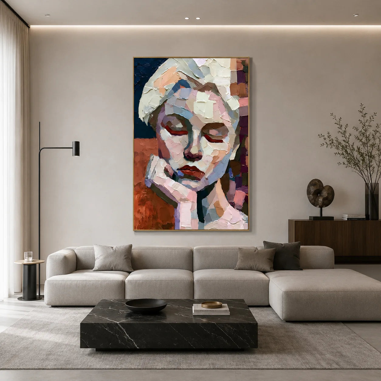 Abstract Woman Portrait Hand-Painted Oil Painting | Textured Palette Knife Figurative Wall Art for Living Room and Bedroom # OA 1113