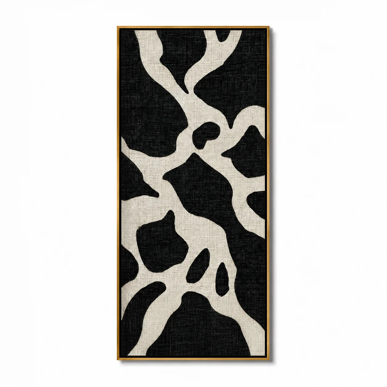 Black and White Abstract Hand-Painted Oil Painting, Vertical Textured Canvas Wall Art for Modern Home Decor#OA 0931