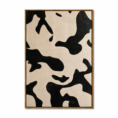 Black and White Cow Print Abstract Hand-Painted Oil Painting | Modern Minimalist Wall Art with Neutral Animal Pattern#OA1017