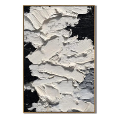 Black and White Impasto Abstract Hand-Painted Oil Painting | Modern Textured Wall Art # OA 1077