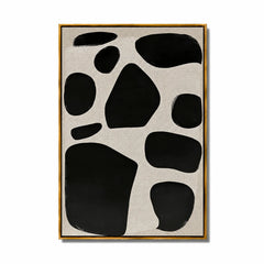 Black and White Minimalist Abstract Hand-Painted Oil Painting | Modern Geometric Wall Art for Nordic Wabi-Sabi Decor#OA1007