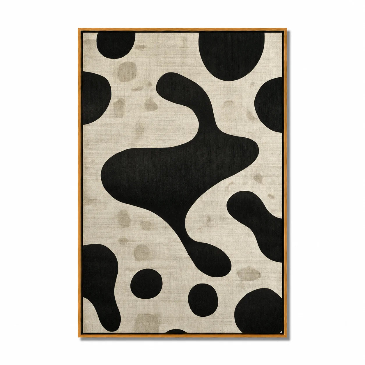 Black and White Minimalist Abstract Hand-Painted Oil Painting | Modern Organic Geometric Wall Art for Neutral Decor#OA1018